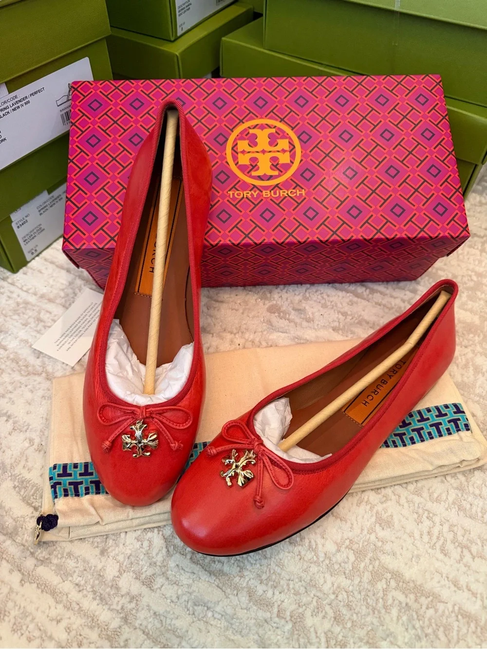 Tory Burch Ballet Flats with Logo Charm
